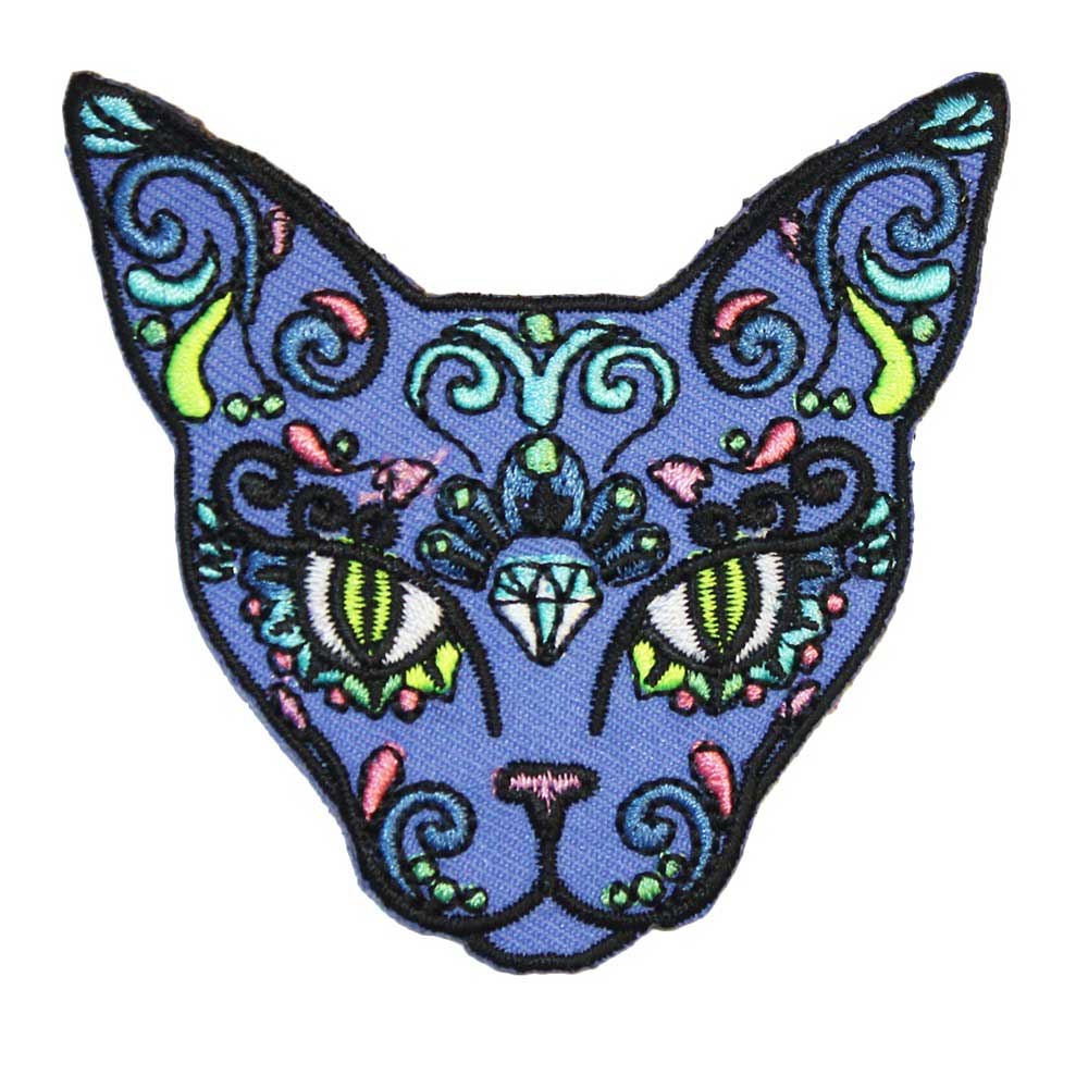 Extreme Largeness - Sugar Skul Cat Patch - Paars/Multicolours